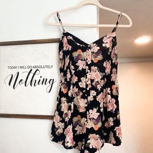 Black floral romper